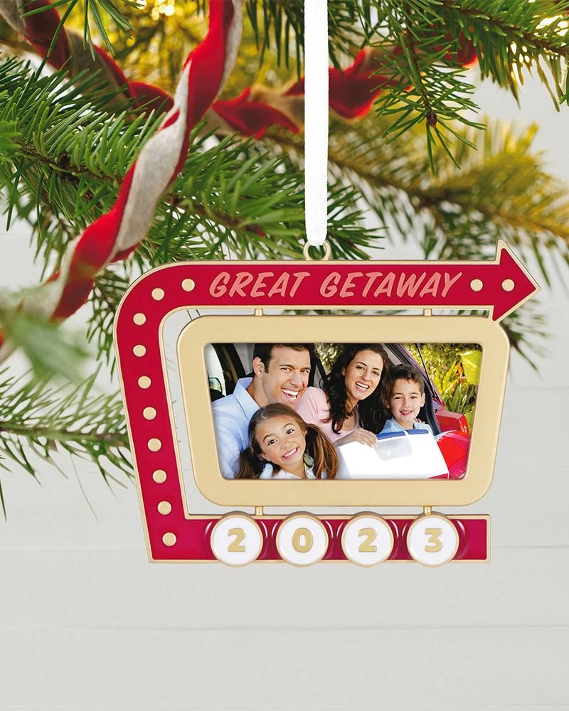 Hallmark Great Getaway 2023 Metal Photo Frame Ornament 1 Hallmark Great Getaway 2023 Metal Photo Frame Ornament