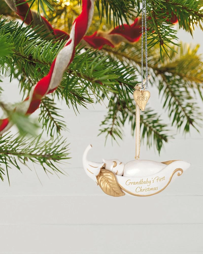 Hallmark Grandbaby's First Christmas Pea In A Pod 2023 Porcelain Ornament 1 Hallmark Grandbaby's First Christmas Pea In A Pod 2023 Porcelain Ornament