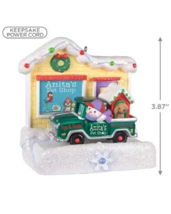 Hallmark Happy Holiday Parade Collection Anita's Pet Shop Musical Ornament With Light -Toy store 000500 1000622299 NoColor ALT3