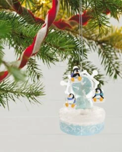 Hallmark Playful Penguins On Ferris Wheel Musical Ornament With Light And Motion